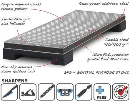 Image of M POWER Diamond Cross 8" Bench Stone - 300/1000 Grit