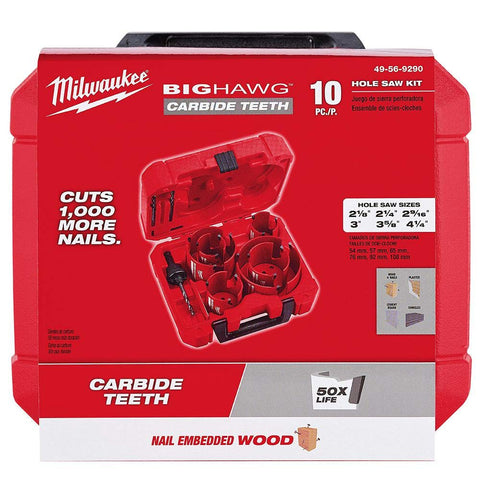 Image of Milwaukee 49-56-9290 10 PC BIG HAWG Hole Saw w/Carbide Teeth Kit