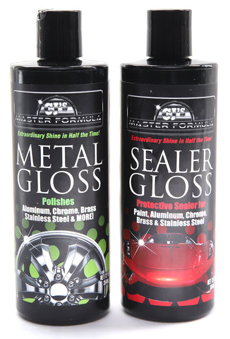 Image of Master Formula Metal Gloss and Sealer Gloss Original Detail Polish and Sealer - 2 Pack 12oz Bottles Kit for Extraordinary Shine and Sealing for Aluminum, Chrome, Brass, Stainless Steel and More